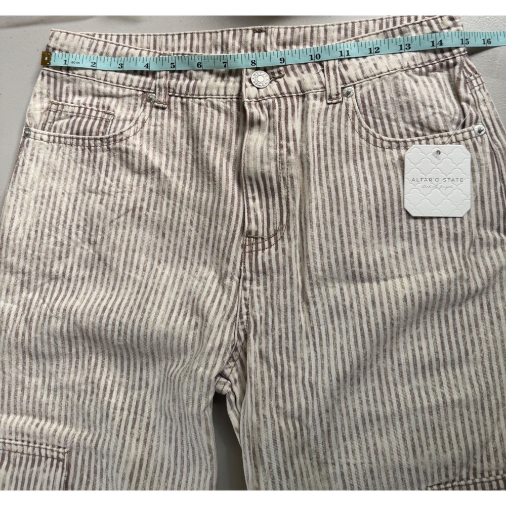 Altar'd State Micha Strip Wide Leg Cargo Jeans High Rise Utility Pants - Picture 5 of 9